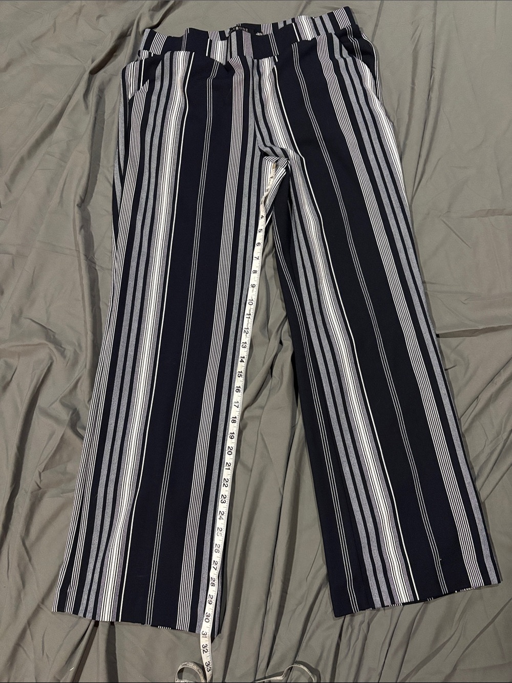 one 5 one Navy and White Vertical Stripe Wide-Leg Pants